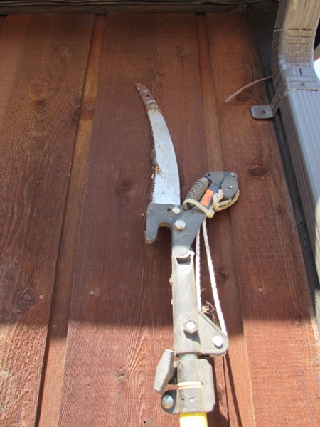 POLE SAW, SNOW SHOVEL, RACK & SHOVEL